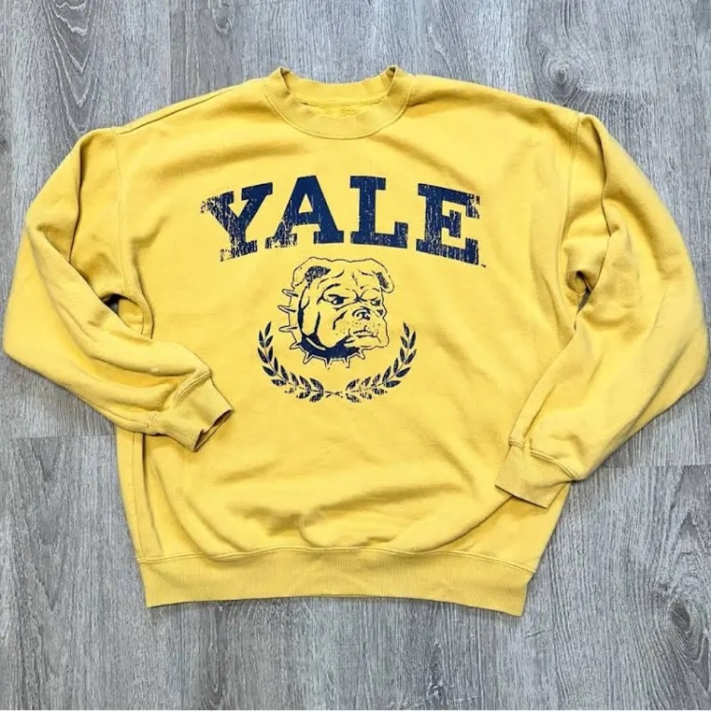 Yellow Crewneck Yale Sweater with Collegiate Style